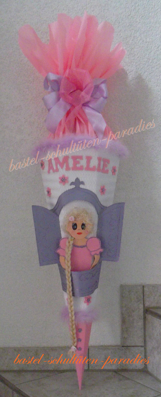 Schultüten Bastelset Prinzessin Rapunzel weiß-rosa-lila