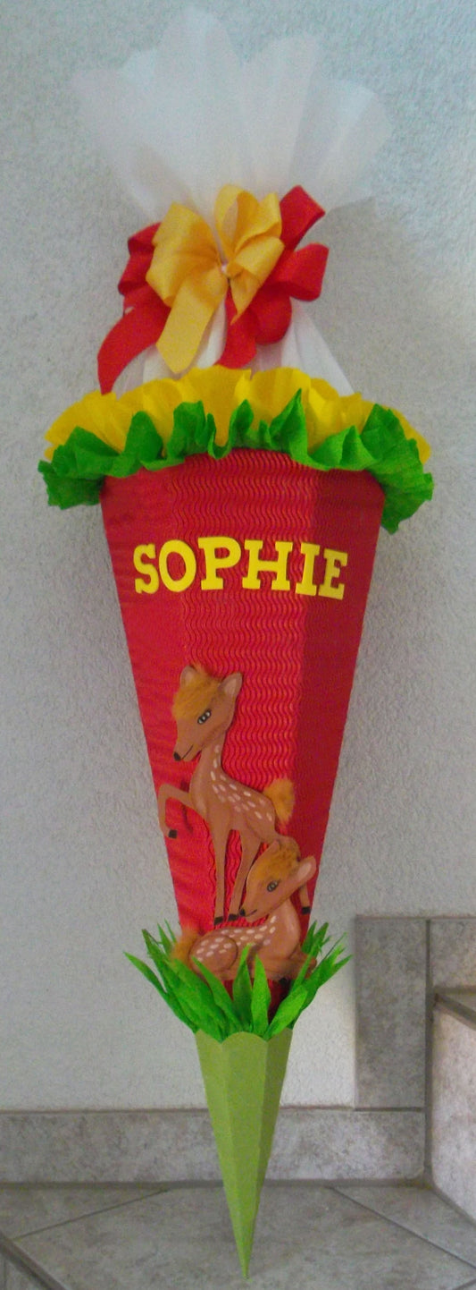 Schultüten Bastelset Reh Bambi rot-grün-gelb