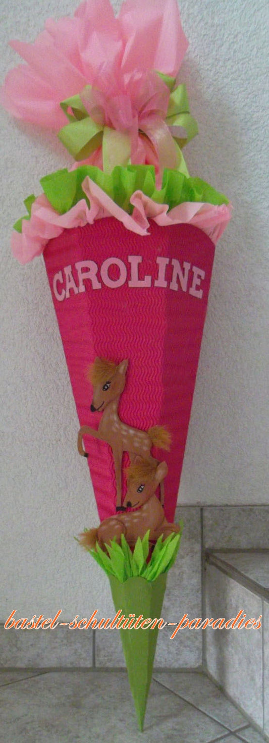 Schultüten Bastelset Reh Bambi pink-grün-rosa
