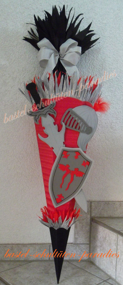 Schultüten Bastelset Ritterschwert, Schild, Helm rot-grau-silber