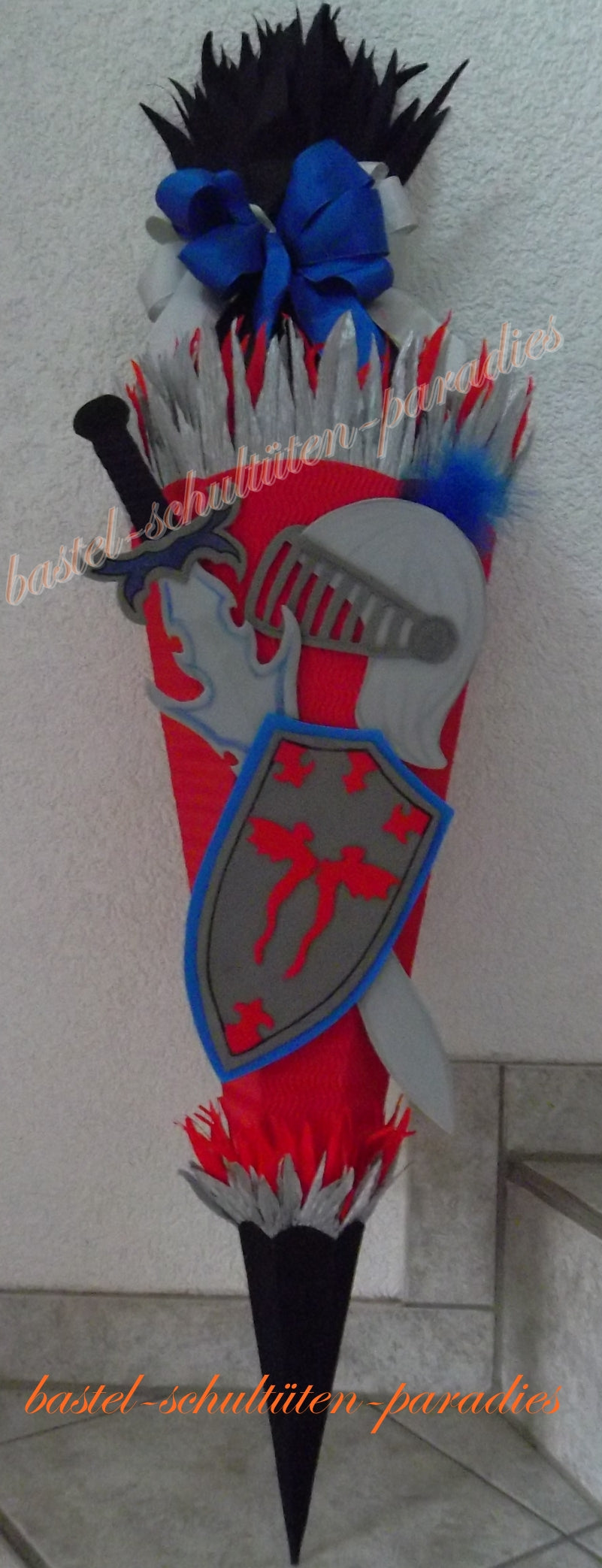 Schultüten Bastelset Ritterschwert, Schild, Helm rot-blau-silber