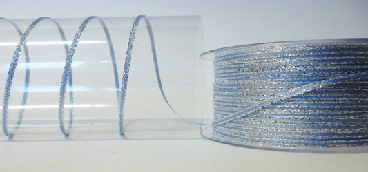 Dekoband hellblau silber mit Lurexkante 3mm breit 100M/Rolle