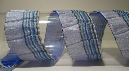 Dekoband hellblau gestreift 38mm breit 15M/Rolle
