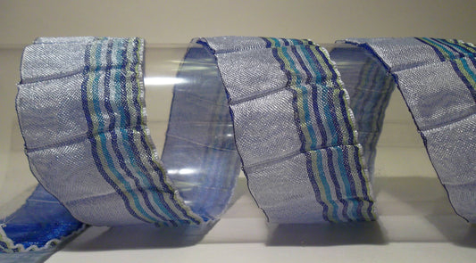 Dekoband hellblau gestreift 38mm breit 15M/Rolle