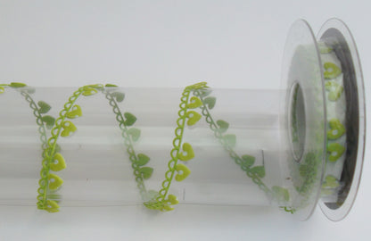 Dekoband Borte mit Herzen grün 15mm breit 5M/Rolle