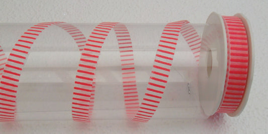 Dekoband Organza rot-weiß-gestreift 12mm breit 15M/Rolle