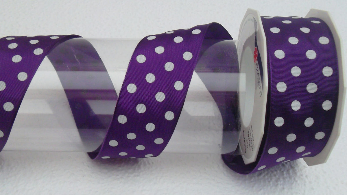 Dekoband lila mit Punkten Drahtkante 40mm breit 20M/Rolle
