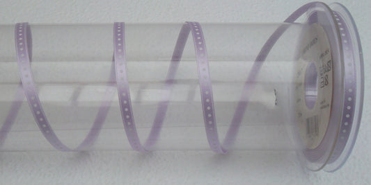 Dekoband Satin lila mit Punkten 6mm breit 25M/Rolle