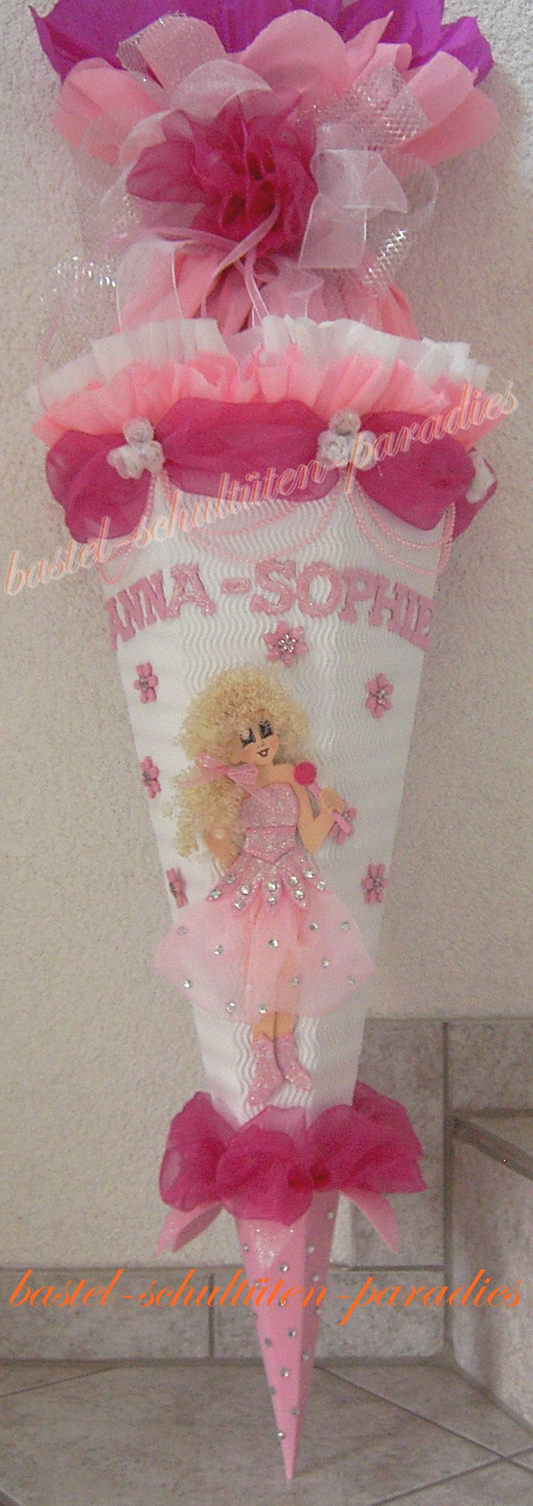 Schultüten Bastelset Sängerin weiß-rosa-pink