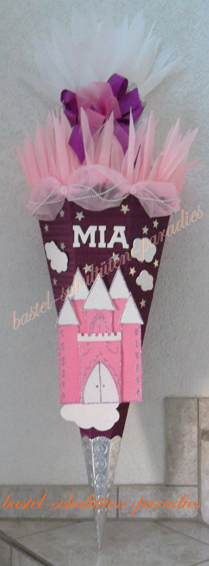 Schultüten Bastelset Schloss Lila-rosa-weiß