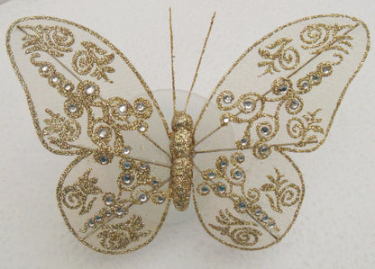 Bastelset Schmetterling 2 weiß-pink-lila mit Filzblüten