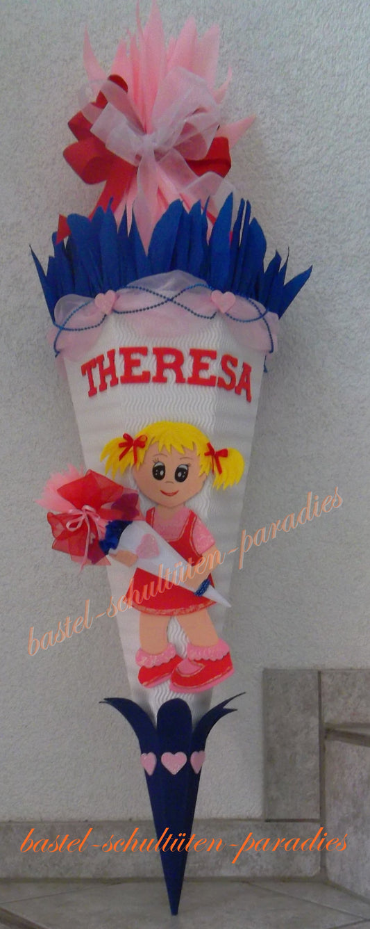 Schultüten Bastelset Schulkind mit Schultüte weiß-blau-rosa