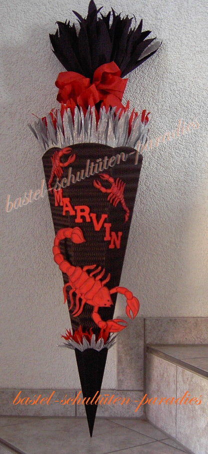Schultüten Bastelset Skorpion schwarz-rot-silber