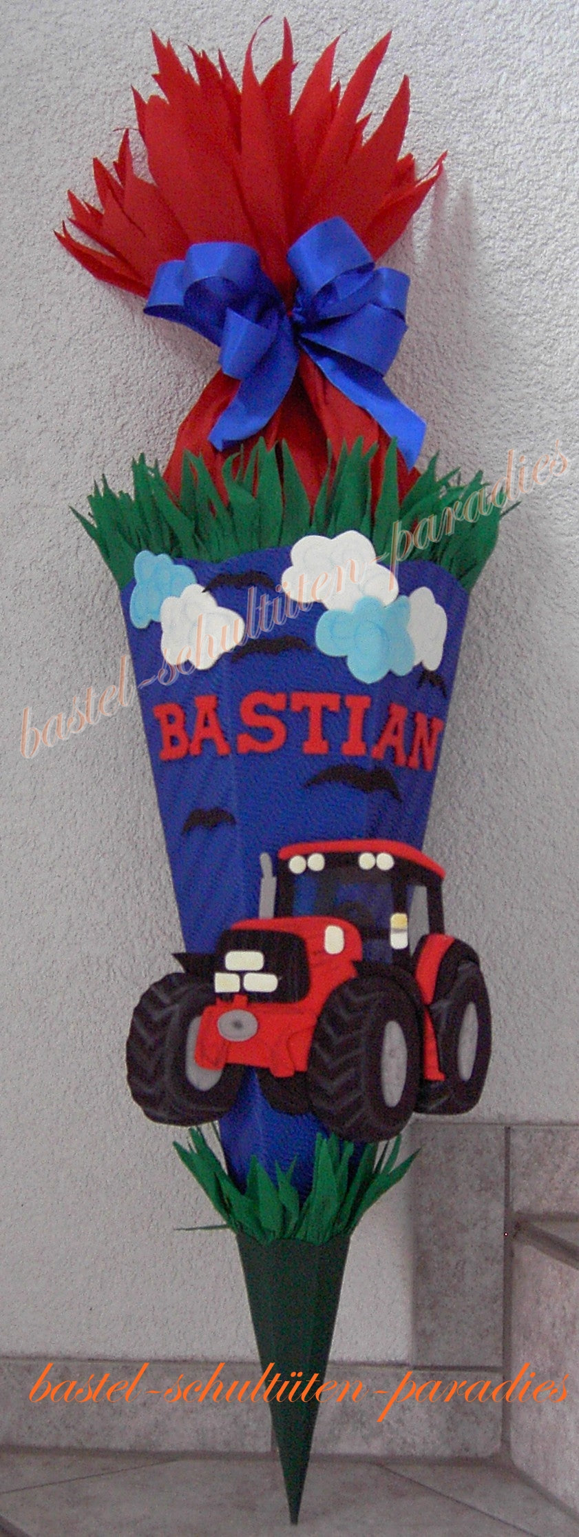 Schultüten Bastelset Traktor blau-grün-rot