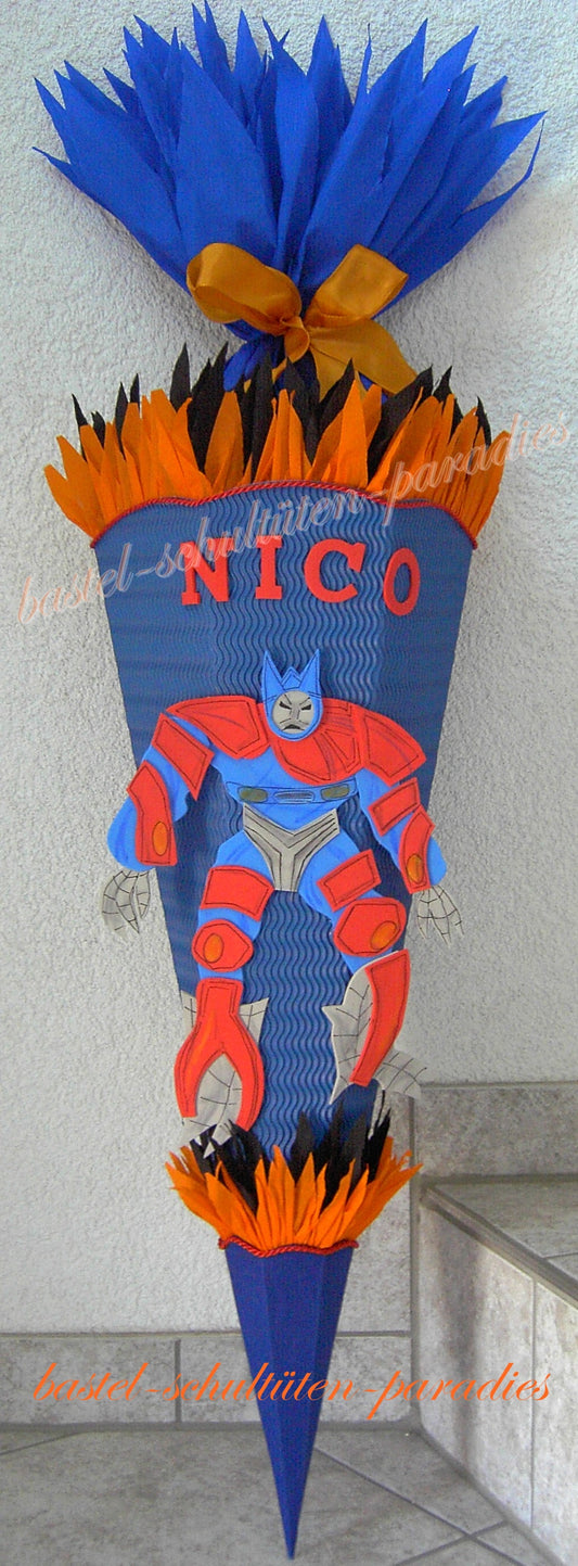 Schultüten Bastelset Transformer blau-rot