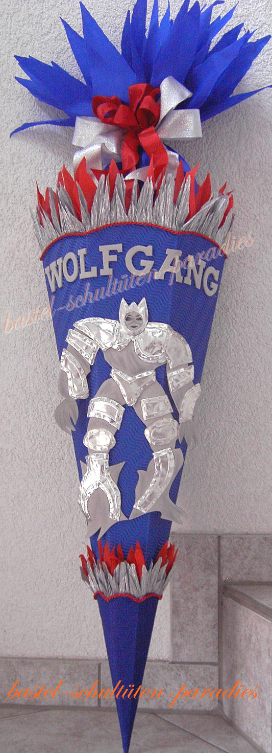 Schultüten Bastelset Transformer blau-silber