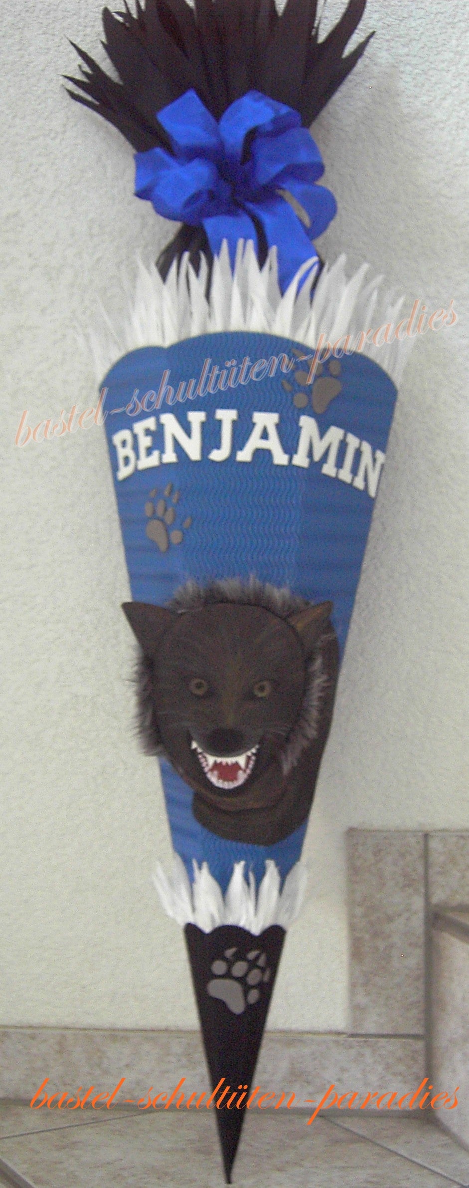 Schultüten Bastelset Wolf blau-schwarz