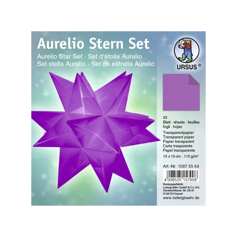 Aurelio Stern Set 15x15 cm Transparentpapier aubergine 33 Blatt von URSUS®