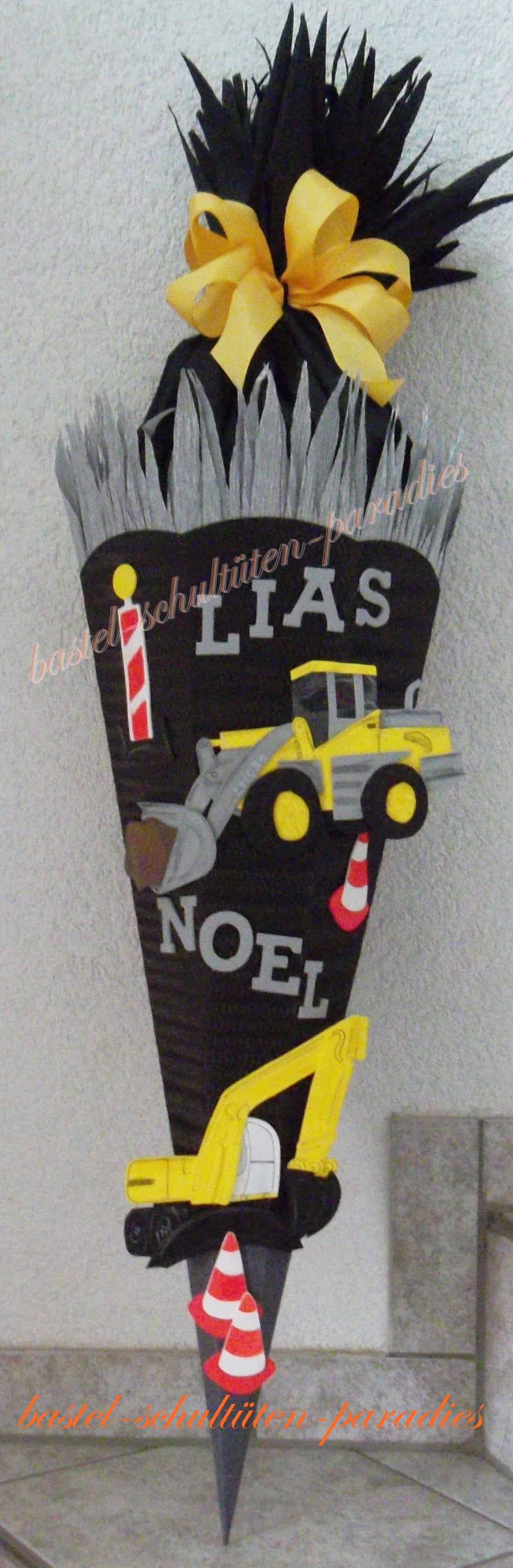 Schultüten Bastelset Baustelle schwarz-gelb