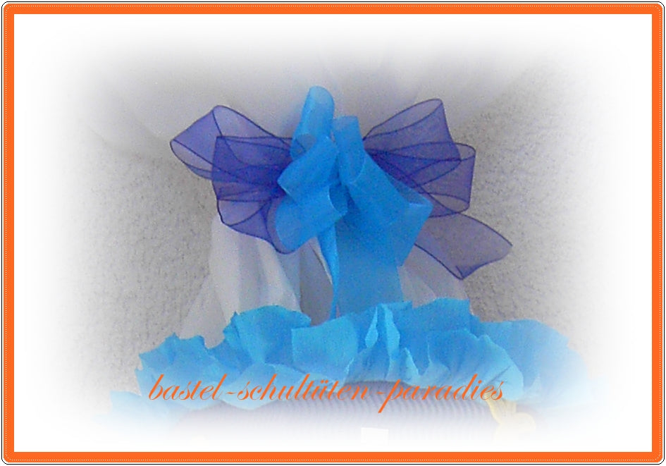 Schultütenschleife blau-hellblau Organza