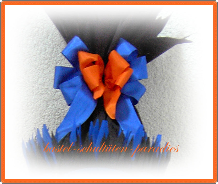 Schultütenschleife blau-orange