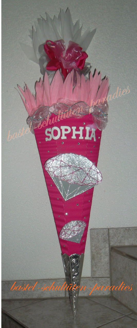 Schultüten Bastelset Diamant pink-silber