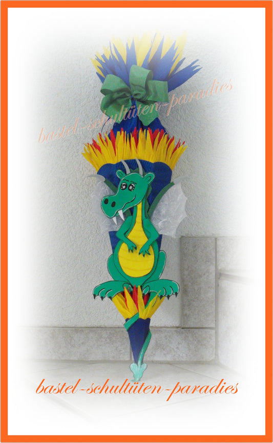 Bastelset Geschwistertüte Drache2 blau-grün