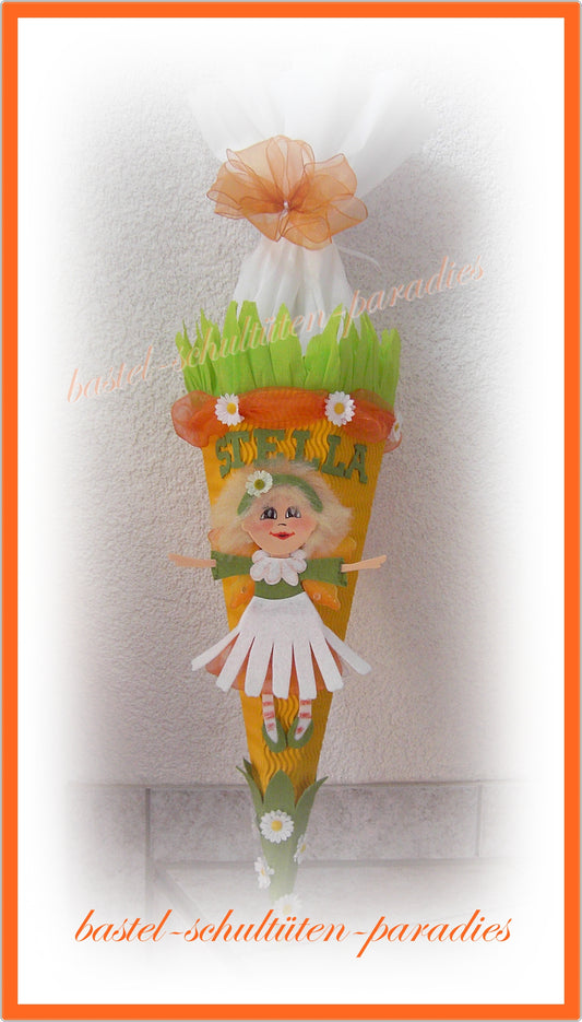 Bastelset Geschwistertüte Elfe Margarite gelb-grün-orange