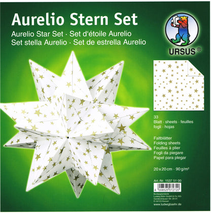 Aurelio Stern Set 20x20 cm Tonpapier weiß mit Sternen 33 Blatt von URSUS®