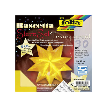 Bascetta Stern Set 15x15 cm Transparentpapier gelb 32 Blatt incl. Anleitung von Folia