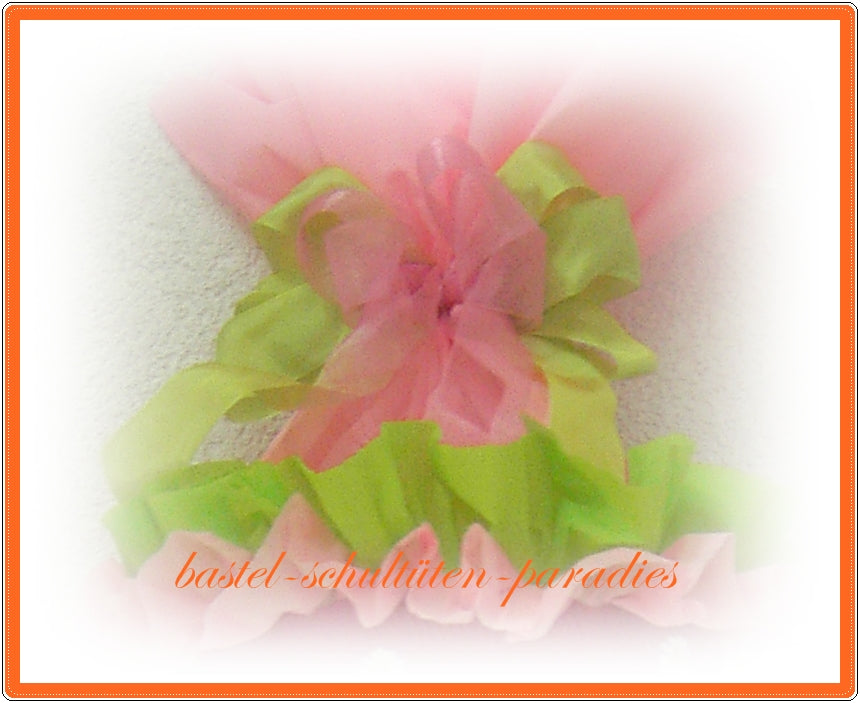 Schultütenschleife hellgrün-rosa
