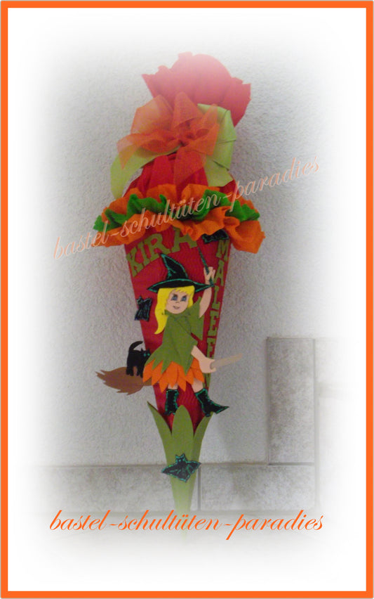 Bastelset Geschwistertüte Hexe rot-orange-grün