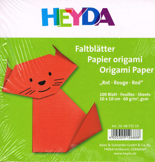 Faltblätter Set 10x10cm Origami-Papier rot 100 Blatt 60 g/m² HEYDA