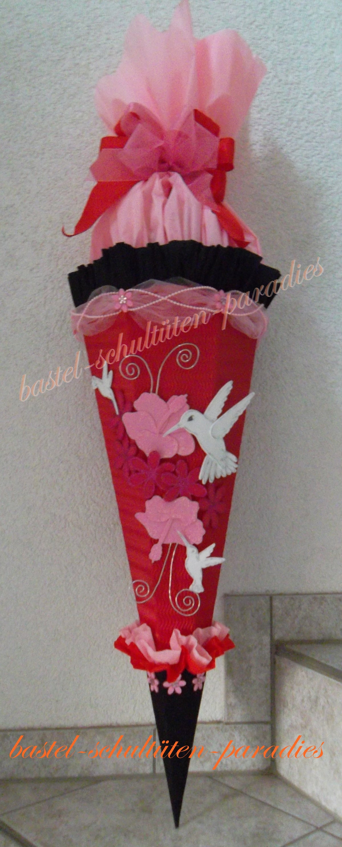 Schultüten Bastelset Kolibri /Hummingbird rot-rosa