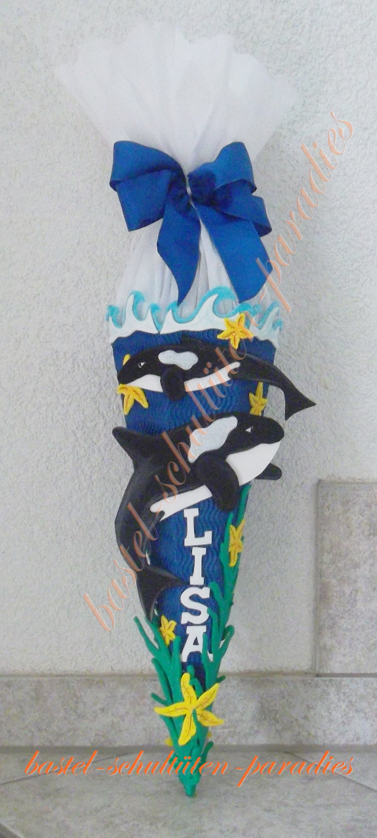 Bastelset Geschwistertüte Orca blau