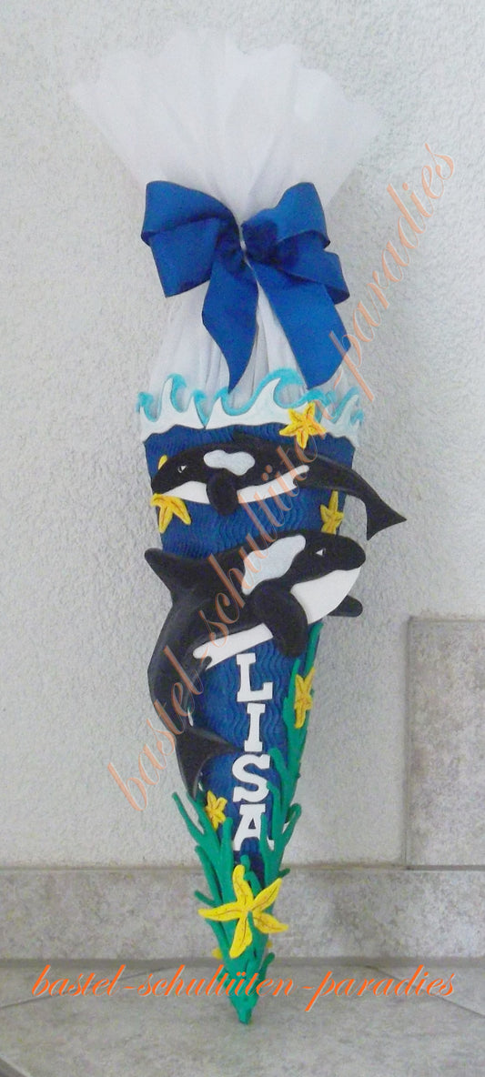 Bastelset Geschwistertüte Orca blau