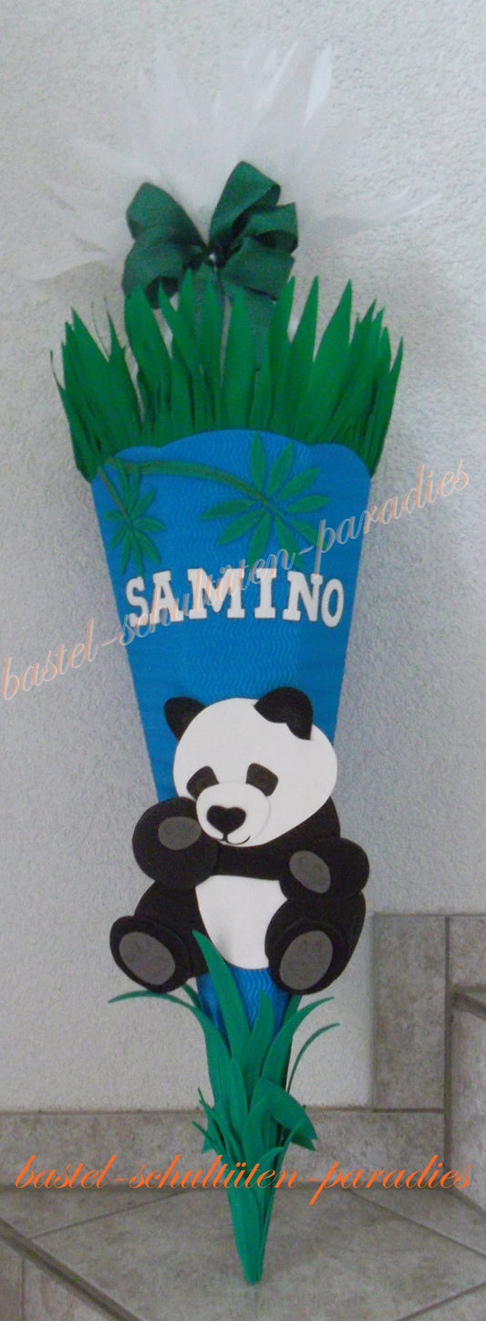 Schultüten Bastelset Panda türkis-grün