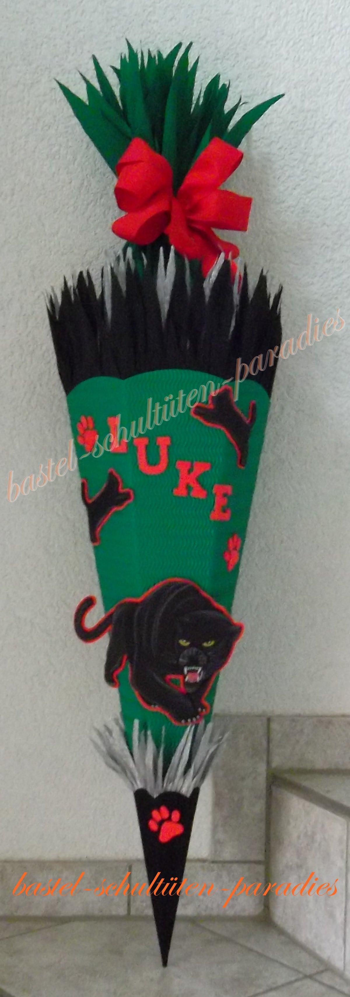 Schultüten Bastelset Panther grün-schwarz-rot