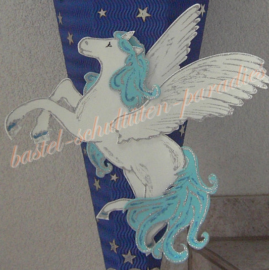 Bastelanleitung Pegasus weiß-hellblau (nur Motiv)