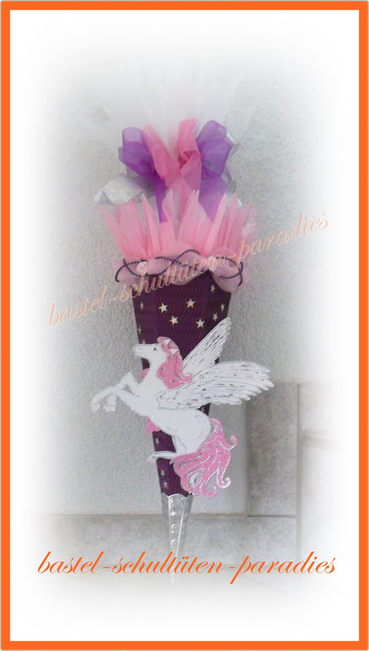 Bastelset Geschwistertüte Pegasus / Einhorn lila-rosa