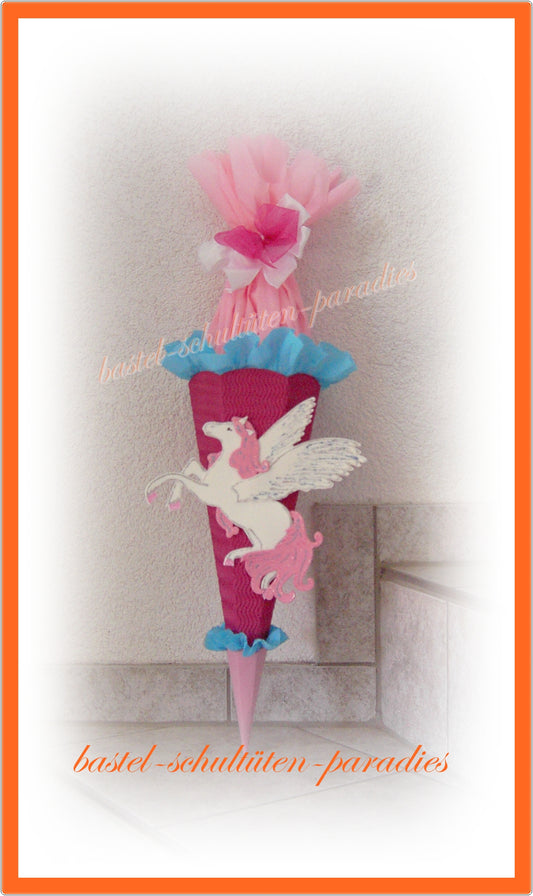Bastelset Geschwistertüte Pegasus / Einhorn pink-rosa-blau