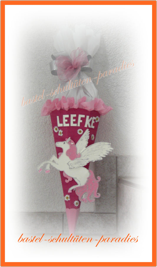 Bastelset Geschwistertüte Pegasus / Einhorn pink-rosa