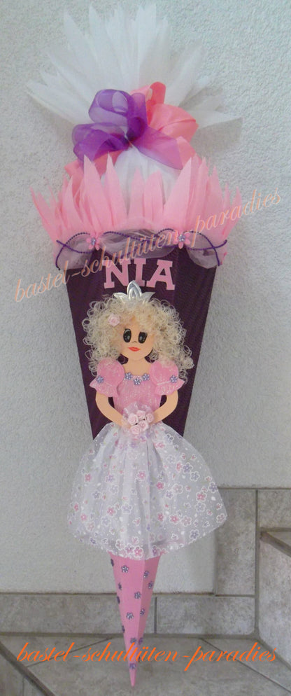 Schultüten Bastelset Prinzessin Roselia lila-rosa