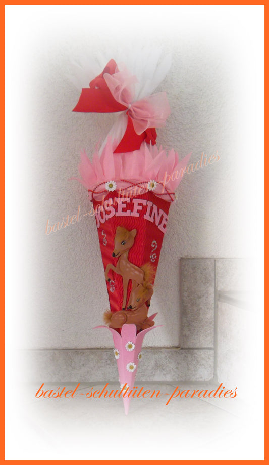 Bastelset Geschwistertüte Reh Bambi rot-rosa