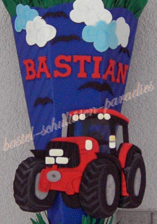 Bastelanleitung Traktor rot (nur Motiv)