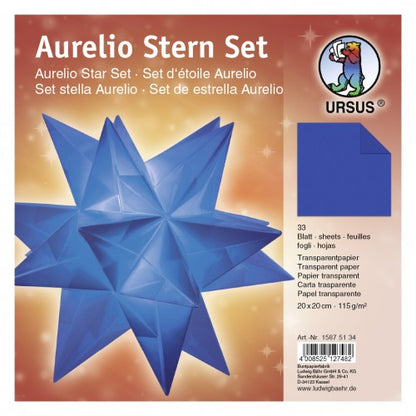 Aurelio Stern Set 20x20 cm Transparentpapier blau 33 Blatt von URSUS®