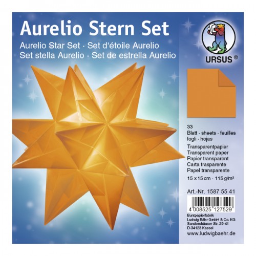 Aurelio Stern Set 15x15 cm Transparentpapier orange 33 Blatt von URSUS®