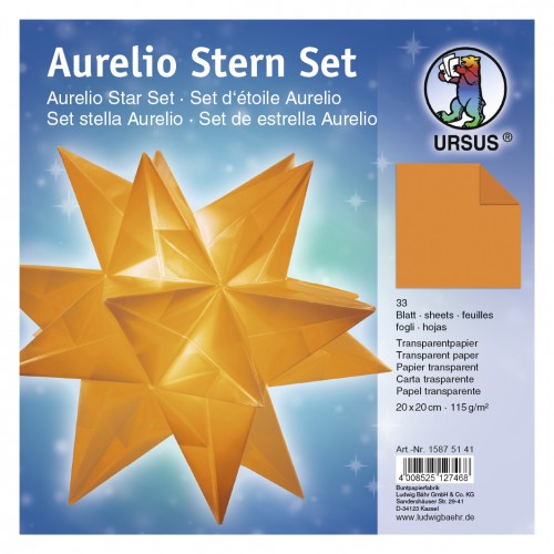 Aurelio Stern Set 20x20 cm Transparentpapier orange 33 Blatt von URSUS®