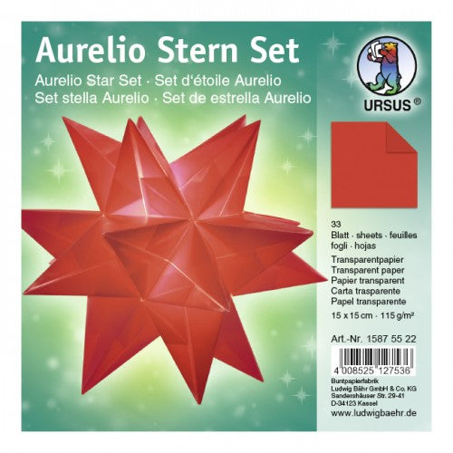 Aurelio Stern Set 15x15 cm Transparentpapier rot 33 Blatt von URSUS®