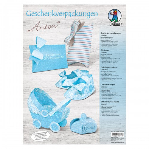 Geschenkverpackungen Baby blau 7 Stück mit Bastelanleitung von URSUS®